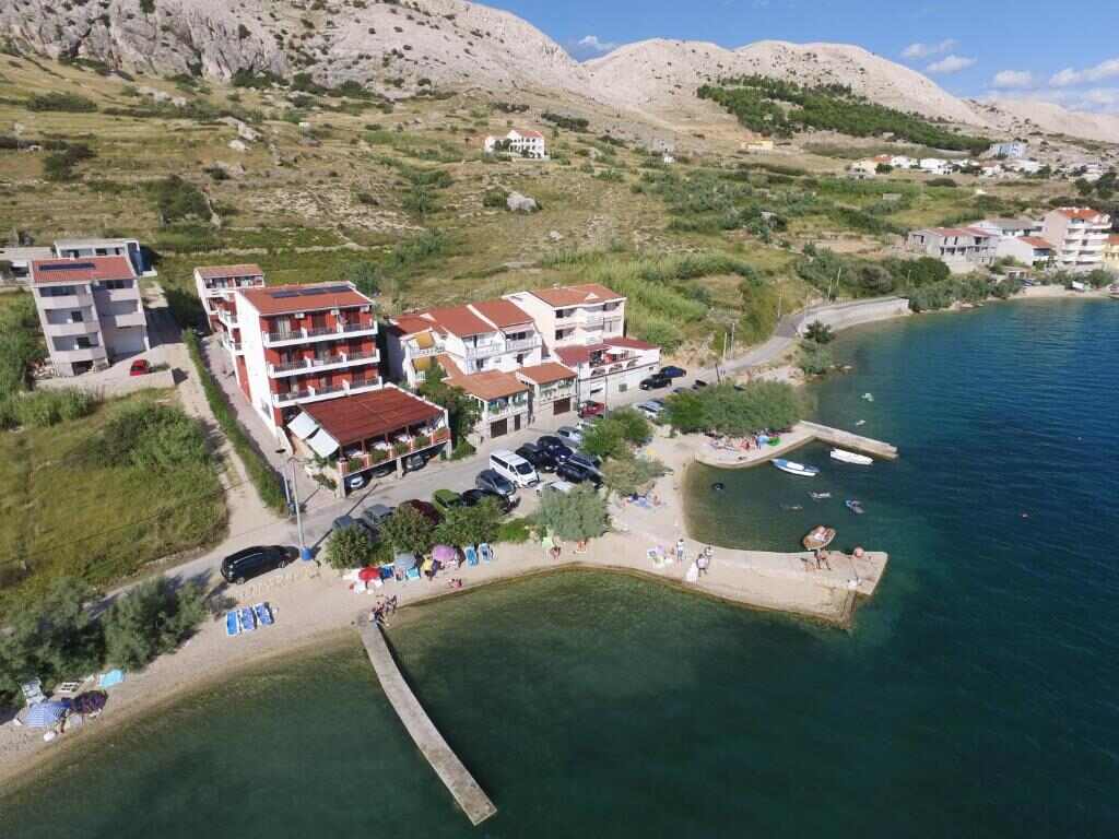 Pansion Laguna on the beach in Metajna, island of Pag